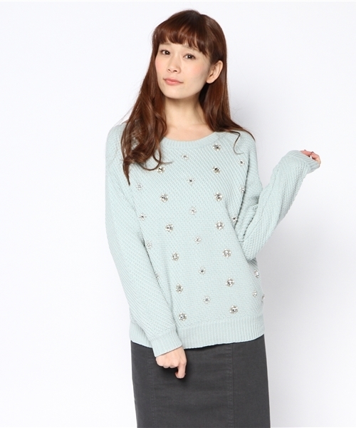 Another Edition(アナザーエディション)の「■AE ビジューシシュウ PO(ニット/セーター・レディース・ホワイト/ナチュラル/ライム・フリー)」の11枚目の写真