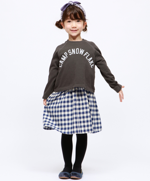 RUGGEDWORKS(ラゲッドワークス)の「ガールズドッキング裏毛ワンピース(ワンピース・キッズ・アイボリー/チャコール・110cm/100cm/120cm/130cm/140cm/90㎝)」の2枚目の写真