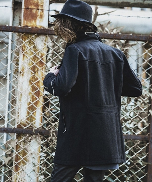 ˚✧ NO ID. BLACK ハウンドトゥース メルトンライダースジャケット ✧ NO ID. BLACK ハウンドトゥース メルトンライダースジャケット 革