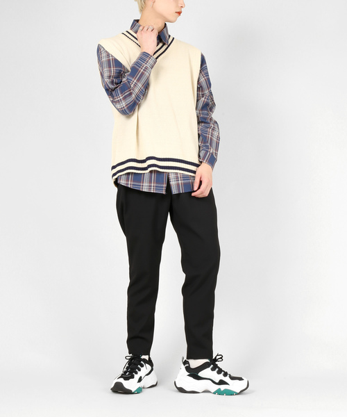 DING（ディング）の「DING/2ラインビッグニットベスト（ベスト・レディース・ブラック/オフホワイト/ベージュ・FREE）」の10枚目の写真