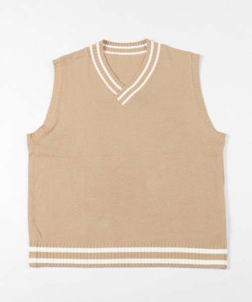 DING（ディング）の「DING/2ラインビッグニットベスト（ベスト・レディース・ブラック/オフホワイト/ベージュ・FREE）」の16枚目の写真