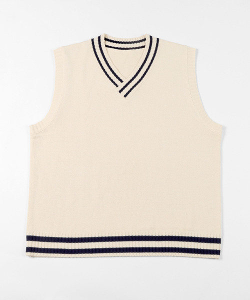 DING（ディング）の「DING/2ラインビッグニットベスト（ベスト・レディース・ブラック/オフホワイト/ベージュ・FREE）」の18枚目の写真
