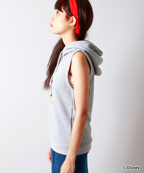 WEGO（ウィゴー）の「∴WEGO/ノースリーブパーカー(ミッキーマウス)（パーカー・レディース・オフホワイト/スミクロ/杢グレー・FREE）」の4枚目の写真