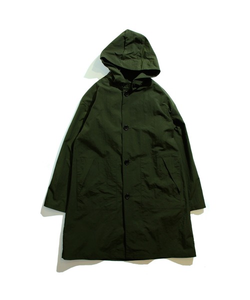 YELLOW RUBY(イエロールビー)の「Nylon Ripstop Hoodie 撥水 ナイロン リップストップ フード コート(トレンチコート・メンズ・ブラック/カーキ・MEDIUM/LARGE)」の2枚目の写真