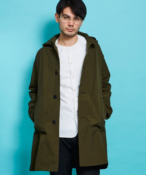 YELLOW RUBY(イエロールビー)の「Nylon Ripstop Hoodie 撥水 ナイロン リップストップ フード コート(トレンチコート・メンズ・ブラック/カーキ・MEDIUM/LARGE)」の14枚目の写真