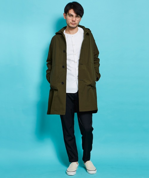 YELLOW RUBY(イエロールビー)の「Nylon Ripstop Hoodie 撥水 ナイロン リップストップ フード コート(トレンチコート・メンズ・ブラック/カーキ・MEDIUM/LARGE)」の6枚目の写真