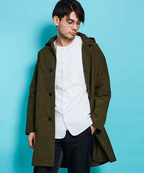 YELLOW RUBY(イエロールビー)の「Nylon Ripstop Hoodie 撥水 ナイロン リップストップ フード コート(トレンチコート・メンズ・ブラック/カーキ・MEDIUM/LARGE)」の13枚目の写真