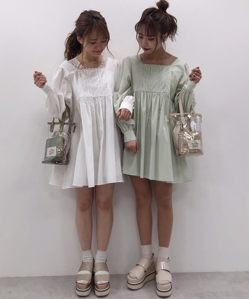 one after another NICE CLAUP（ワンアフターアナザーナイスクラップ）の「パフスリーブコットンチュニック（チュニック・レディース・ベージュ/オフホワイト/ミント・FREE）」の16枚目の写真