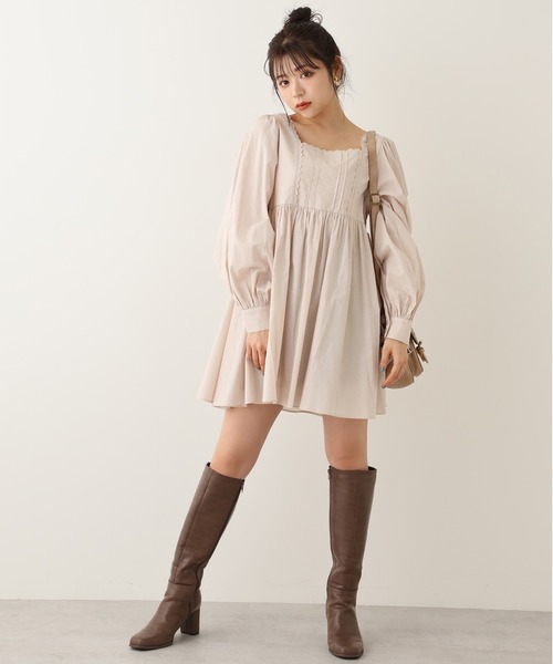 one after another NICE CLAUP（ワンアフターアナザーナイスクラップ）の「パフスリーブコットンチュニック（チュニック・レディース・ベージュ/オフホワイト/ミント・FREE）」の20枚目の写真