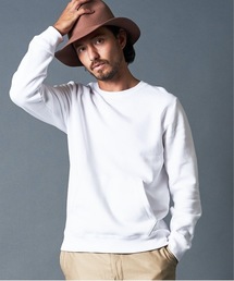 BACK BRUSHED SWEAT KANGAROO PKT C/N L/S:バック ブラッシュドスウェット カンガルーポケット クルーネック