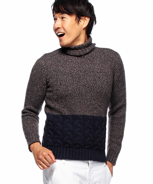 BEAMS F(ビームスエフ)の「Altea / 別注メランジカラータートル(ニット/セーター・メンズ・オフホワイト/ネイビー/ベージュ・X-SMALL/SMALL)」の3枚目の写真