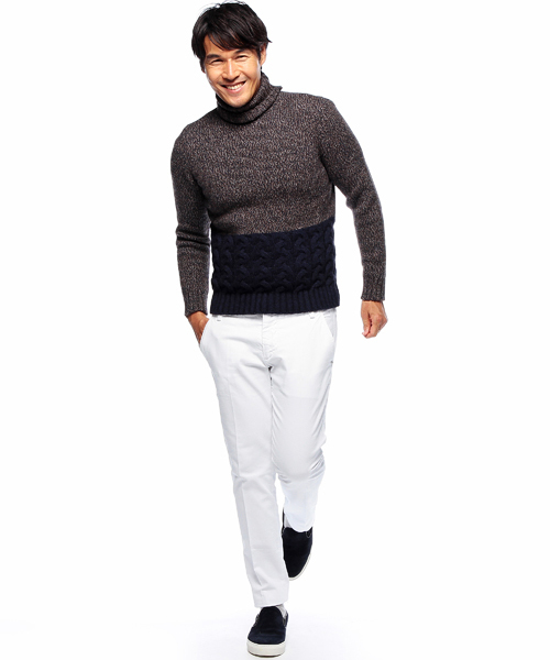 BEAMS F(ビームスエフ)の「Altea / 別注メランジカラータートル(ニット/セーター・メンズ・オフホワイト/ネイビー/ベージュ・X-SMALL/SMALL)」の13枚目の写真