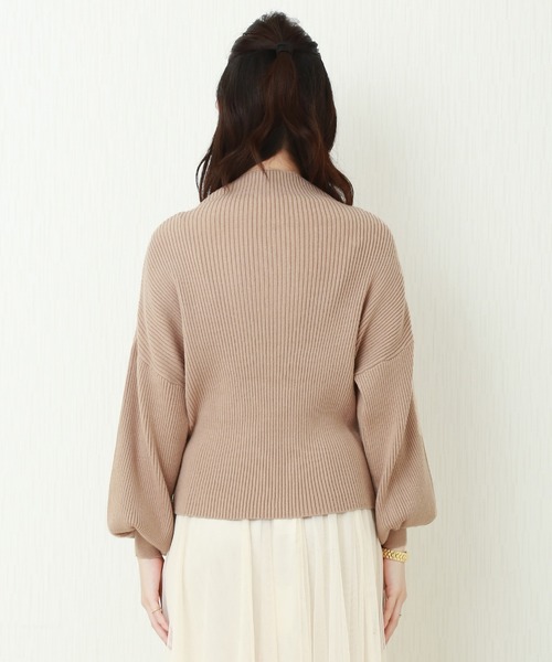 n'ee-ne（ネーネ）の「もちもちプチスタンドネック　バルーン袖　ニット（ニット/セーター・レディース・ピンク/ライトベージュ/ブラック/オフホワイト/杢グレー/モカ・M）」の20枚目の写真