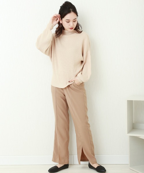 n'ee-ne（ネーネ）の「もちもちプチスタンドネック　バルーン袖　ニット（ニット/セーター・レディース・ピンク/ライトベージュ/ブラック/オフホワイト/杢グレー/モカ・M）」の22枚目の写真