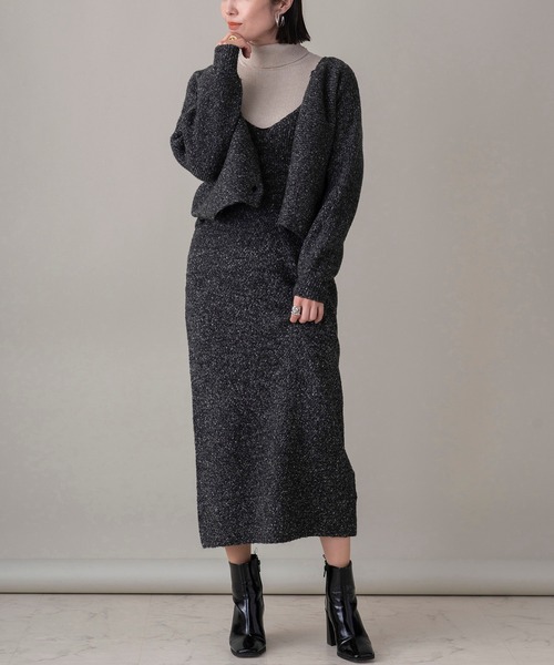 絶妙 限定カラー有 ネップヤーンニットワンピース セットアップ可 激安ブランド