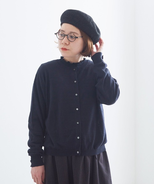 AMBIDEX Store コットン/ナイロン pleating short カーディガン