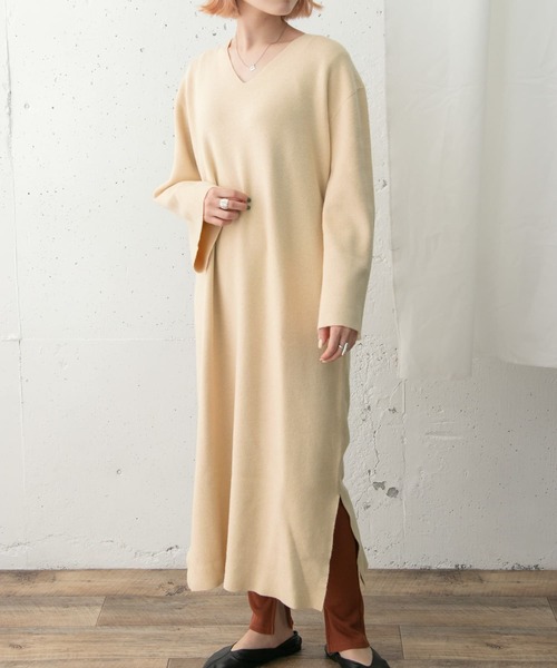 Research アーバンリサーチ のファッション Urban セール モチモチvネックワンピース ワンピース Urban