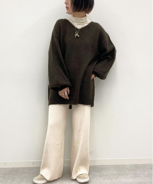 apres jour mignon（アプレジュールミニョン）の「Vニット+タートルインナーセット【ZOZOTOWN限定アイテム】（ニット/セーター・レディース・ダークブラウン/モスグリーン/ダークブルー/ライトベージュ・X-LARGE/フリー）」の10枚目の写真