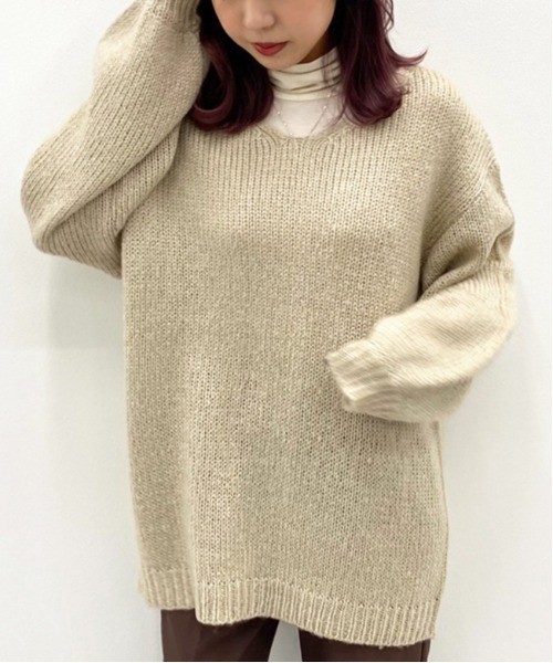 apres jour mignon（アプレジュールミニョン）の「Vニット+タートルインナーセット【ZOZOTOWN限定アイテム】（ニット/セーター・レディース・ダークブラウン/モスグリーン/ダークブルー/ライトベージュ・X-LARGE/フリー）」の13枚目の写真