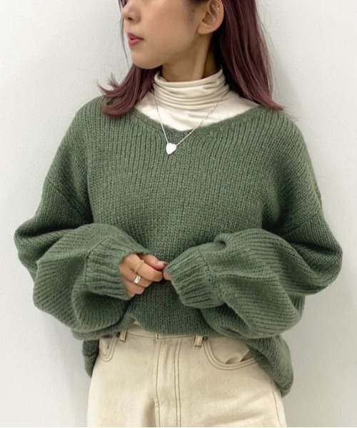 apres jour mignon（アプレジュールミニョン）の「Vニット+タートルインナーセット【ZOZOTOWN限定アイテム】（ニット/セーター・レディース・ダークブラウン/モスグリーン/ダークブルー/ライトベージュ・X-LARGE/フリー）」の20枚目の写真
