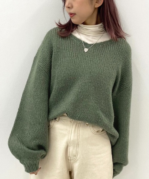 apres jour mignon（アプレジュールミニョン）の「Vニット+タートルインナーセット【ZOZOTOWN限定アイテム】（ニット/セーター・レディース・ダークブラウン/モスグリーン/ダークブルー/ライトベージュ・X-LARGE/フリー）」の21枚目の写真