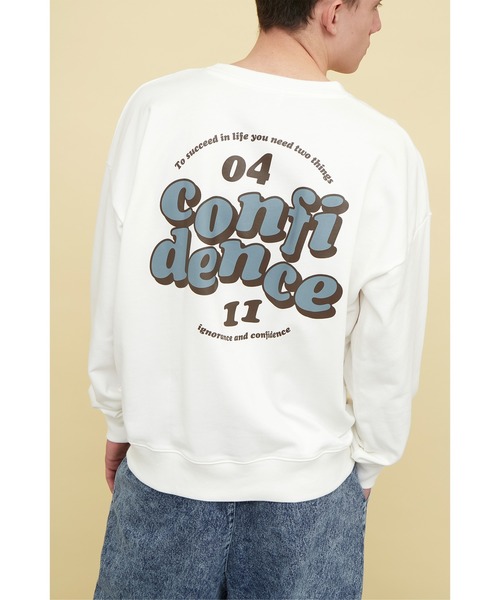 EMMA CLOTHES(エマクローズ)の「ビッグシルエット ワンポイントロゴ刺繍&バックロゴデザイン プルオーバースウェット/confidence(スウェット・メンズ・チャコールグレー/オフホワイト/ブルーグレー/ブラウン系その他・FREE)」の11枚目の写真