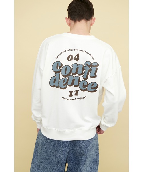 EMMA CLOTHES(エマクローズ)の「ビッグシルエット ワンポイントロゴ刺繍&バックロゴデザイン プルオーバースウェット/confidence(スウェット・メンズ・チャコールグレー/オフホワイト/ブルーグレー/ブラウン系その他・FREE)」の14枚目の写真