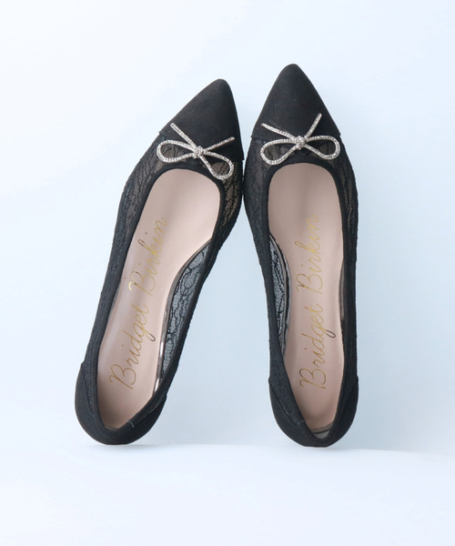 Bridget Birkin(ブリジットバーキン)の「ビジューリボンチュールポインテッドバレエパンプス(511543)(パンプス・レディース・ベージュ/ピンク/ブラック・24.5/23.5/23/24/22.5)」の2枚目の写真