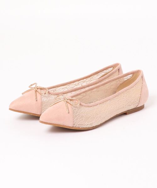 Bridget Birkin(ブリジットバーキン)の「ビジューリボンチュールポインテッドバレエパンプス(511543)(パンプス・レディース・ベージュ/ピンク/ブラック・24.5/23.5/23/24/22.5)」の6枚目の写真