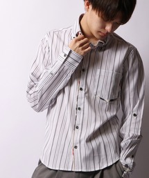 garsonwave（ギャルソンウェーブ）の「【garsonwave】リバーシブルストライプ2枚衿デザインシャツ（シャツ/ブラウス）」