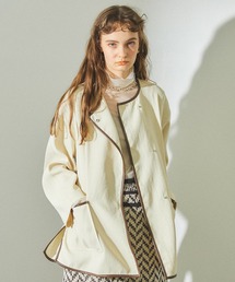 PUBLIC TOKYO | パイピングショートコート(ノーカラーコート)