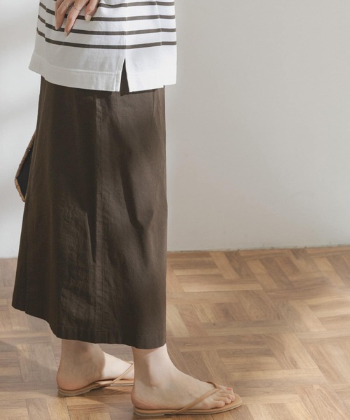 FORK&SPOON（フォークアンドスプーン）の「FORK&SPOON　コットンリネンストレートスカート（スカート・レディース・ブラウン/ベージュ系その他・1/2）」の5枚目の写真