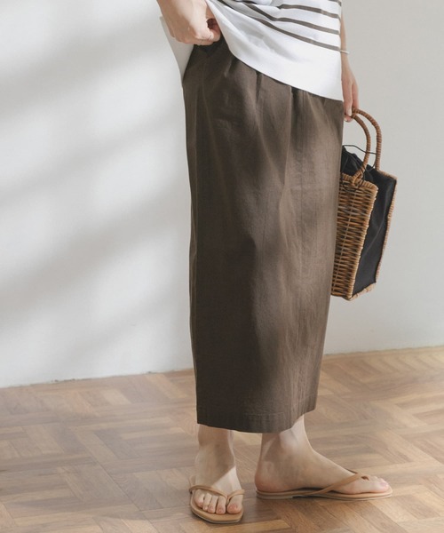 FORK&SPOON（フォークアンドスプーン）の「FORK&SPOON　コットンリネンストレートスカート（スカート・レディース・ブラウン/ベージュ系その他・1/2）」の7枚目の写真