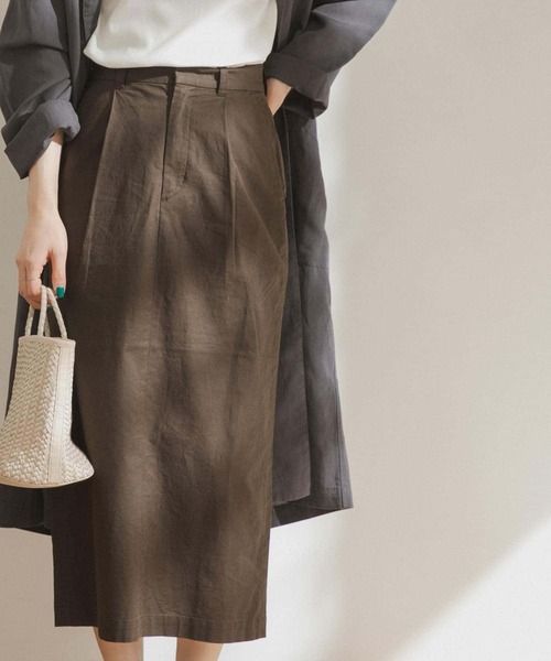 FORK&SPOON（フォークアンドスプーン）の「FORK&SPOON　コットンリネンストレートスカート（スカート・レディース・ブラウン/ベージュ系その他・1/2）」の10枚目の写真