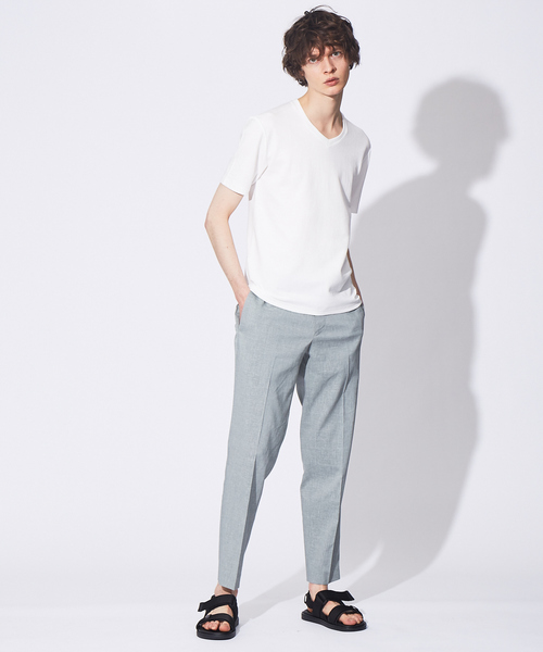 ABAHOUSE(アバハウス)の「【FLEX COOL】超接触冷感 スムースVネック Tシャツ(Tシャツ/カットソー・メンズ・オフホワイト/グレイッシュブルー/ダークネイビー/ダークオレンジ・44/46/48/50)」の7枚目の写真