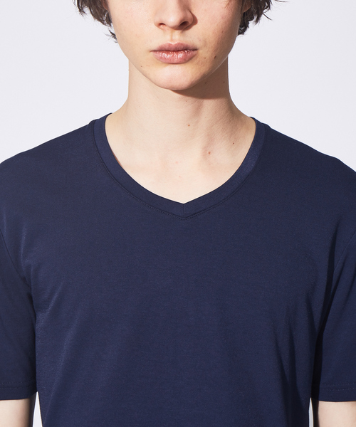 ABAHOUSE(アバハウス)の「【FLEX COOL】超接触冷感 スムースVネック Tシャツ(Tシャツ/カットソー・メンズ・オフホワイト/グレイッシュブルー/ダークネイビー/ダークオレンジ・44/46/48/50)」の12枚目の写真