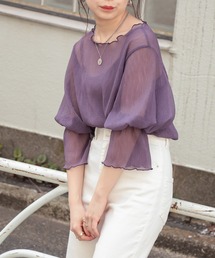 Chico | 【Web限定】5分袖キャミ付きシアーメロウトップス(シャツ/ブラウス)