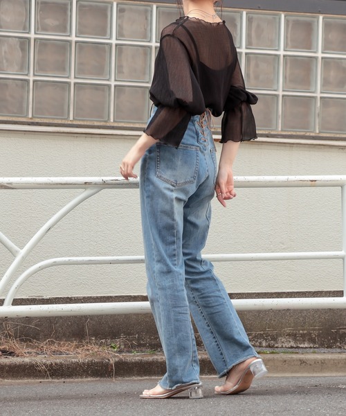 Chico（チコ）の「【Web限定】5分袖キャミ付きシアーメロウトップス（シャツ/ブラウス・レディース・パープル/ピンク/アイボリー/ブラック・FREE）」の20枚目の写真