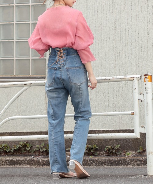 Chico（チコ）の「【Web限定】5分袖キャミ付きシアーメロウトップス（シャツ/ブラウス・レディース・パープル/ピンク/アイボリー/ブラック・FREE）」の15枚目の写真