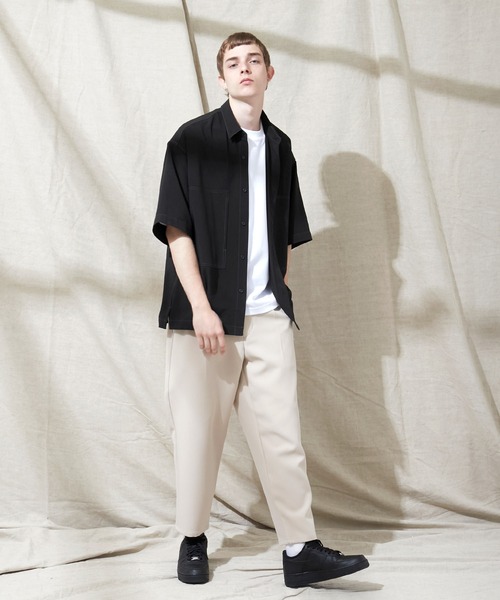 EMMA CLOTHES（エマクローズ）の「ブライトポプリン リラックス オーバーサイズ 鬼ステッチビッグWポケットレギュラーカラーCPOシャツ EMMA CLOTHES（シャツ/ブラウス・メンズ・ブラウン/ベージュ/ブラック/ライラック/グレイッシュベージュ/グレイッシュブルー/キナリ/ベージュ系その他・M/L）」の12枚目の写真