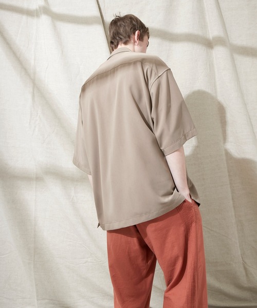 EMMA CLOTHES（エマクローズ）の「ブライトポプリン リラックス オーバーサイズ 鬼ステッチビッグWポケットレギュラーカラーCPOシャツ EMMA CLOTHES（シャツ/ブラウス・メンズ・ブラウン/ベージュ/ブラック/ライラック/グレイッシュベージュ/グレイッシュブルー/キナリ/ベージュ系その他・M/L）」の22枚目の写真