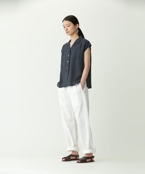 美品 LINEN COTTON TWILL トラウザー リネン パンツ ホワイト MARGARET HOWELL（マーガレットハウエル）の「LINEN COTTON