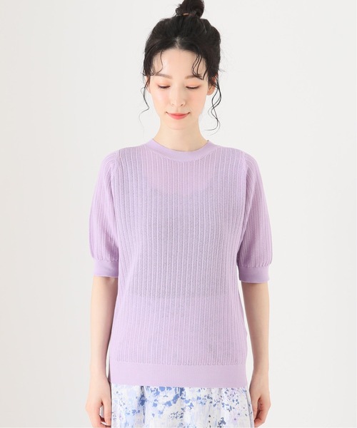 La TOTALITE(ラトータリテ)の「透かし柄プルオーバー【手洗い可能】◆(ニット/セーター・レディース・ブラック/ベージュ/ラベンダー・FREE)」の4枚目の写真