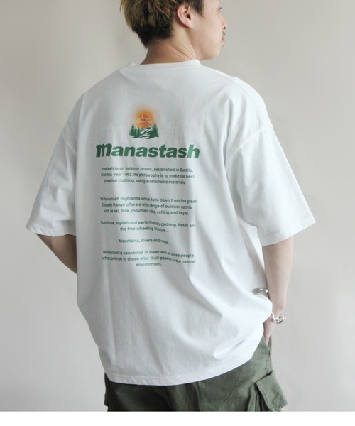 MANASTASH(マナスタッシュ)の「MANASTASH/マナスタッシュ RECYCLED TEE DAY BREAK リサイクルティーデイブレイク(Tシャツ/カットソー・メンズ・ホワイト/セージグリーン・X-LARGE/MEDIUM/LARGE)」の2枚目の写真