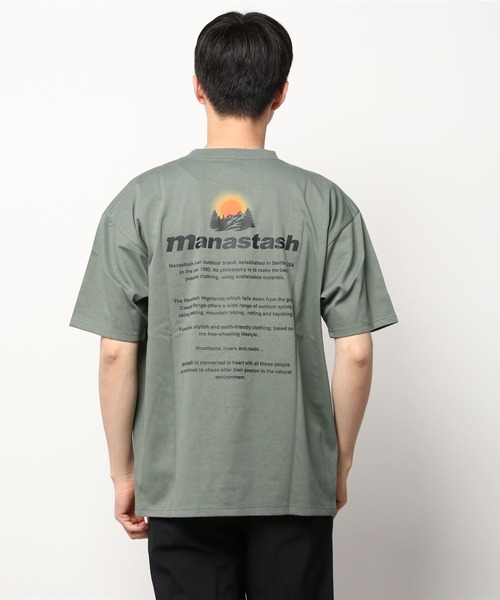 MANASTASH(マナスタッシュ)の「MANASTASH/マナスタッシュ RECYCLED TEE DAY BREAK リサイクルティーデイブレイク(Tシャツ/カットソー・メンズ・ホワイト/セージグリーン・X-LARGE/MEDIUM/LARGE)」の1枚目の写真