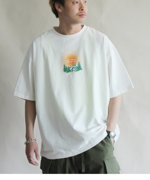 MANASTASH(マナスタッシュ)の「MANASTASH/マナスタッシュ RECYCLED TEE DAY BREAK リサイクルティーデイブレイク(Tシャツ/カットソー・メンズ・ホワイト/セージグリーン・X-LARGE/MEDIUM/LARGE)」の3枚目の写真