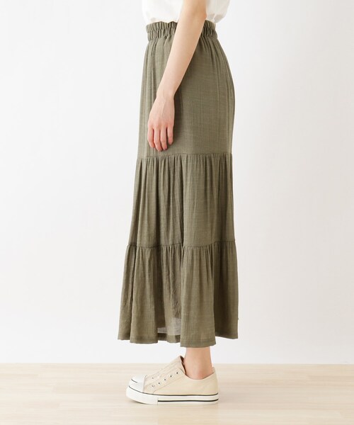 SHOO・LA・RUE(シューラルー)の「◆スラブティアードスカート(スカート・レディース・カーキ/ライトブルー/ベージュ/ブラック/グリーン/イエロー・00)」の8枚目の写真