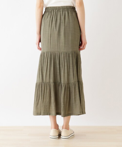 SHOO・LA・RUE(シューラルー)の「◆スラブティアードスカート(スカート・レディース・カーキ/ライトブルー/ベージュ/ブラック/グリーン/イエロー・00)」の9枚目の写真
