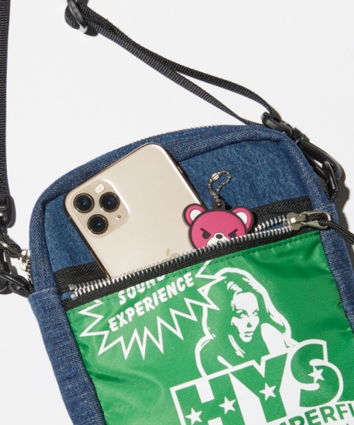 HYSTERIC GLAMOUR ナイロン デニム ボディバッグ パープル 激安 HYSTERIC GLAMOUR バッグ パープル ボディバッグ デニム
