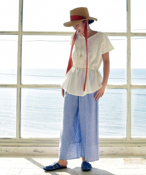 チャイハネ（チャイハネ）の「【チャイハネ】yul 総刺繍コットンワイドパンツ（その他パンツ・レディース・ホワイト/パープル/カーキ・FREE）」の5枚目の写真